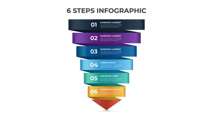 Fotobehang 6 points of steps, infographic template, layout design vector with arrow diagram © Ghani