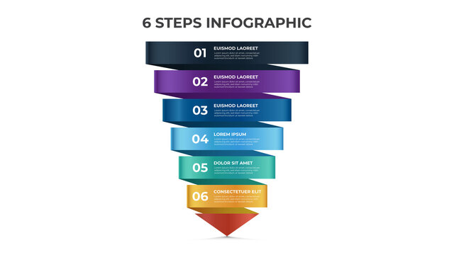 6 points of steps, infographic template, layout design vector with arrow diagram