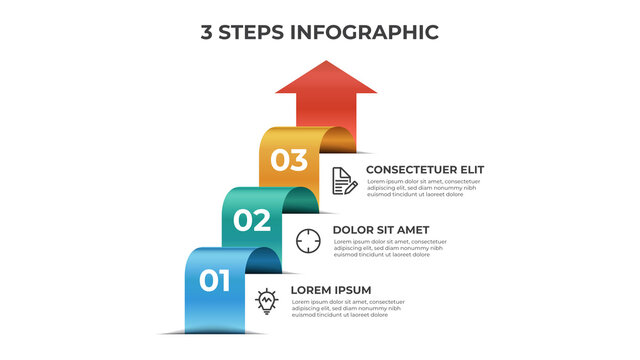 3 stairs of steps, infographic element template, layout design vector with list arrow diagram