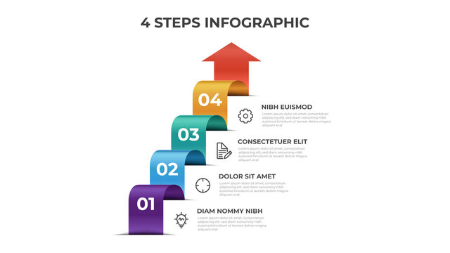 4 stairs of steps, infographic element template, layout design vector with list arrow diagram