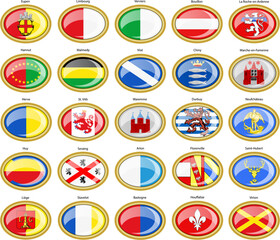 Set of vector icons. Flags of cities, Belgium (Liege and Luxembourg provinces).