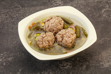 Soup with vegetables and meat balls