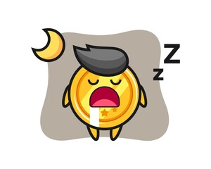 Medal character illustration sleeping at night