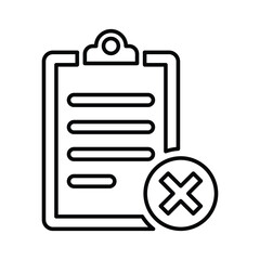 Cancel, reject report outline icon. Line art design.