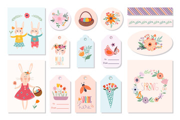 Easter and spring time tags and cards collection with seasonal elements

