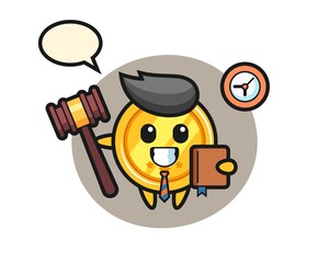 Mascot cartoon of medal as a judge