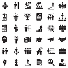 Naklejka premium Career Path Icons. Black Flat Design. Vector Illustration.