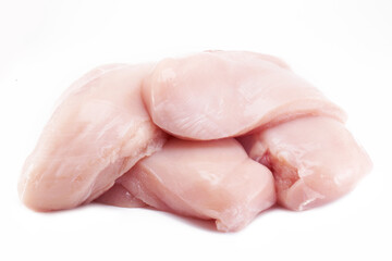 Fresh raw chicken breast fillet isolated on white background, clipping path