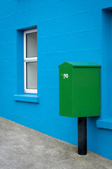 A Green Post Box at a Blue House, County Cork