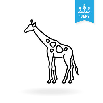 Giraffe vector icon. Wild animal outline symbol. African savannah fauna.