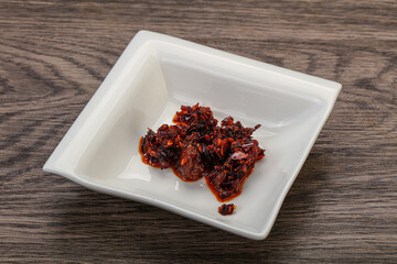 Fried chili pepper sauce with oil