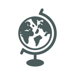 Earth, world map, table globe icon. Gray vector graphics.