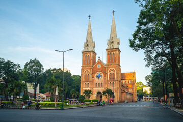 Notre Dame Cathedral Basilica of Saigon in ho chi minh city, Vietnam - obrazy, fototapety, plakaty