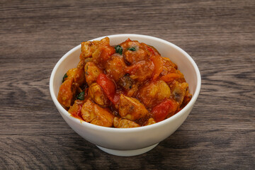 Chicken with oyster sauce and vegetables