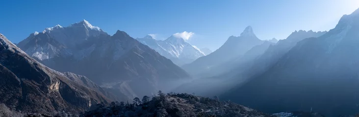 Fotobehang Lhotse Panoramisch Himalayagebergte