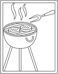 
Grill coloring page designed in hand drawn vector

