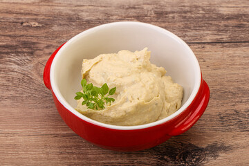 Vegan food - hummus with olive oil