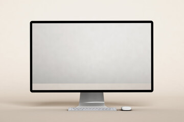 Computer mockup on soft color background
