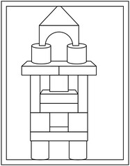 Blocks coloring page designed in hand drawn vector 