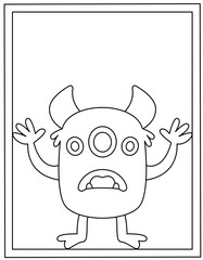 
A one eyed monster line vector coloring page 

