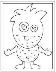 
A one eyed monster line vector coloring page 

