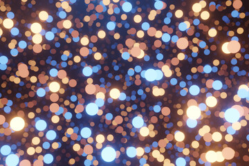 Light circles background in blue, gold and reddish tones. Bokeh effect simulation. Digital illustration