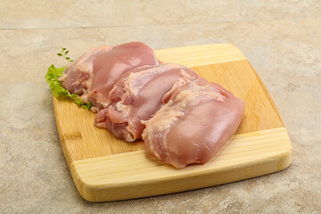 Raw chicken boneless and skinless leg
