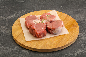 Raw pork tenderloin for cooking