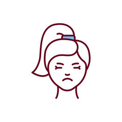 Irritability RGB color icon. Negative emotional response. Anger and frustration, tension. Difficulty concentrating. Being annoyed and upset in stressful situations. Isolated vector illustration
