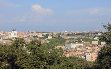 Fototapeta na wymiar Panorama view from the top of Janiculan Hill of ROME Italy and y