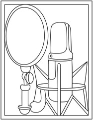 
Microphone in coloring page vector 

