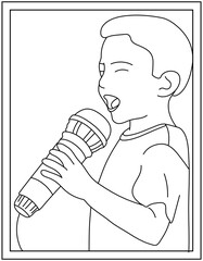 
Microphone in coloring page vector 

