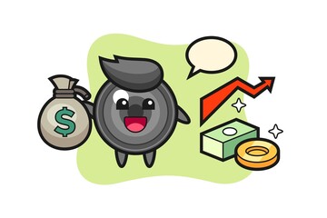 Camera lens illustration cartoon holding money sack