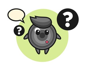 Cartoon illustration of camera lens with the question mark