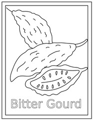 
Bitter gourd vector, editable coloring page 

