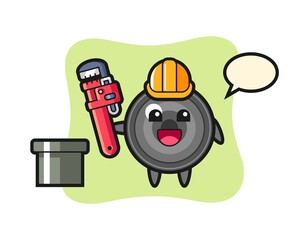 Fototapeta premium Character illustration of camera lens as a plumber
