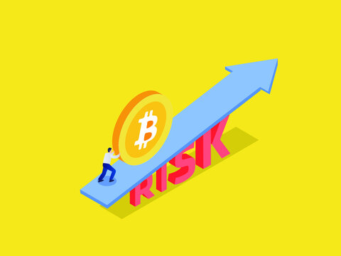 Bitocoin risk management 3D isometric vector concept for banner, website, illustration, landing page, flyer, etc