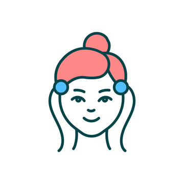 woman with pink hair and blue earrings clip art preview