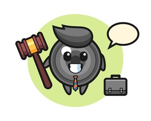 Illustration of camera lens mascot as a lawyer