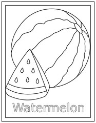 
Watermelon coloring page design in hand drawn vector 

