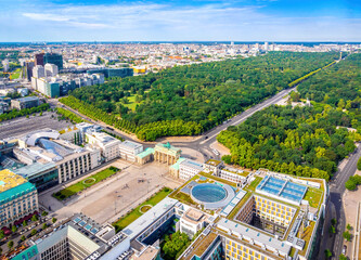 Aerial view of Brandenburg gate in summer day, Berlin
