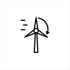 Windmill icon. Environmentally friendly source of energy. Wind force transferred to energy. Cleanliness, ecology, economy. Vector sign in a simple style isolated on a white background. 64x64 pixel.