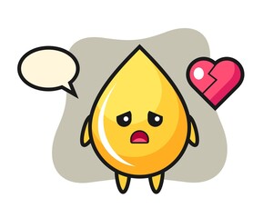 Honey drop cartoon illustration is broken heart
