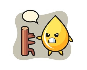 Honey drop cartoon illustration as a karate fighter