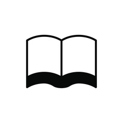 Open book vector icon. Read symbol. Magazine logo. Library sign. Web and application interface button. Isolated on white background.