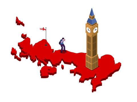 Big Ben tower of London 3D isometric vector concept for banner, website, illustration, landing page, flyer, etc