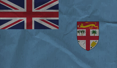 Fiji flag with the effect of crumpled paper and grunge
