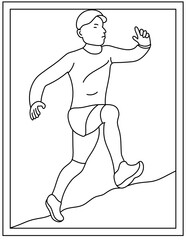 
Jogging drawing in coloring page design template 

