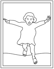 
Jogging drawing in coloring page design template 

