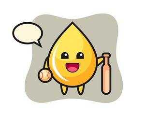 Cartoon character of honey drop as a baseball player